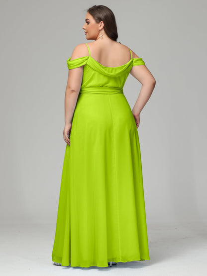 Off The Shoulder Plus Size Chiffon Long Bridesmaid Dresses