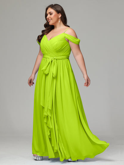Off The Shoulder Plus Size Chiffon Long Bridesmaid Dresses