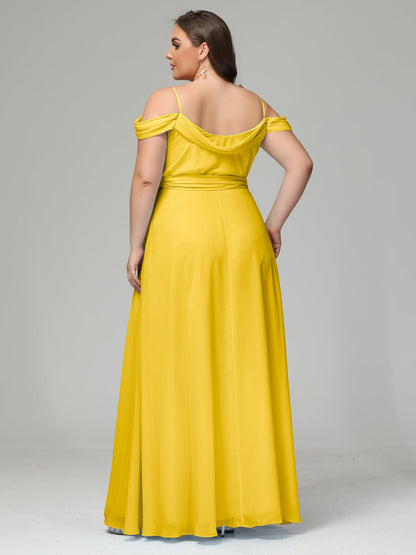 Off The Shoulder Plus Size Chiffon Long Bridesmaid Dresses