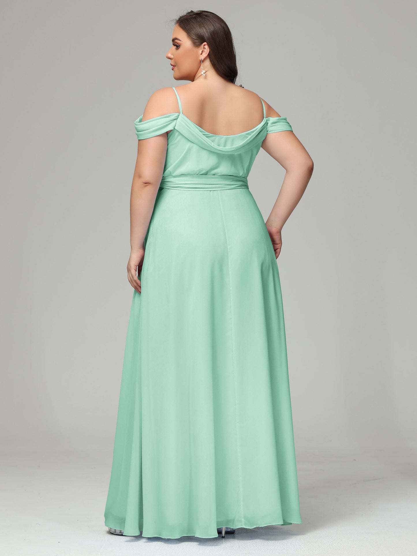 Off The Shoulder Plus Size Chiffon Long Bridesmaid Dresses