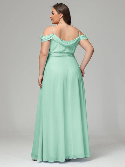 Off The Shoulder Plus Size Chiffon Long Bridesmaid Dresses