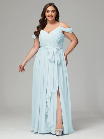 Off The Shoulder Plus Size Chiffon Long Bridesmaid Dresses