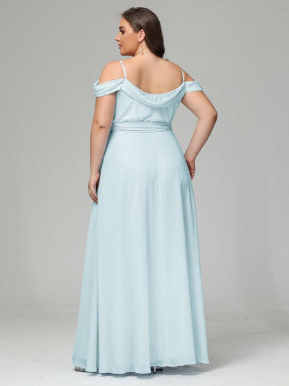 Off The Shoulder Plus Size Chiffon Long Bridesmaid Dresses