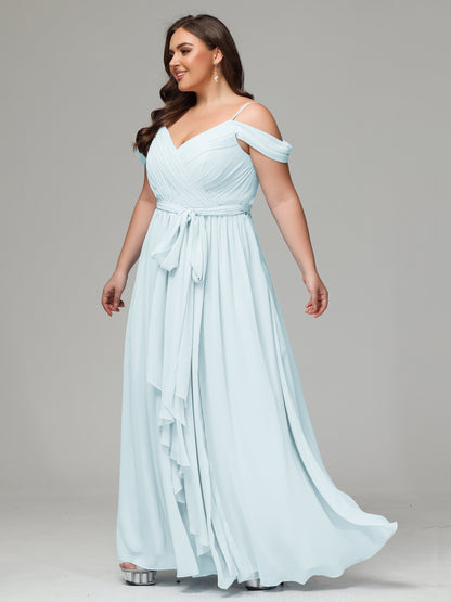 Off The Shoulder Plus Size Chiffon Long Bridesmaid Dresses