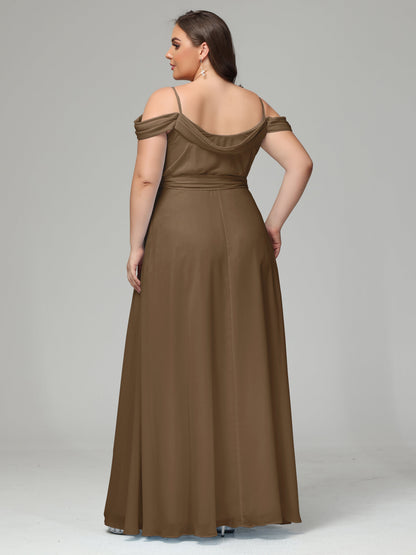 Off The Shoulder Plus Size Chiffon Long Bridesmaid Dresses