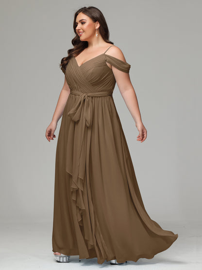 Off The Shoulder Plus Size Chiffon Long Bridesmaid Dresses