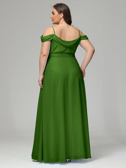 Off The Shoulder Plus Size Chiffon Long Bridesmaid Dresses