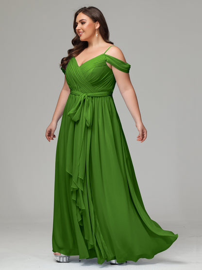 Off The Shoulder Plus Size Chiffon Long Bridesmaid Dresses
