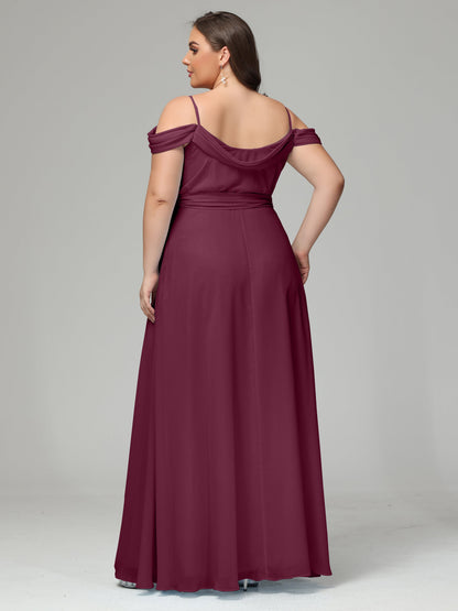 Off The Shoulder Plus Size Chiffon Long Bridesmaid Dresses