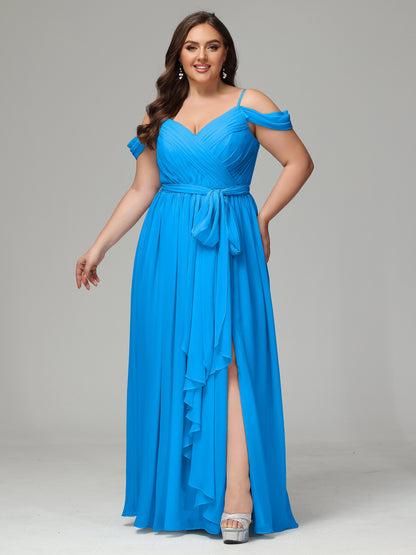 Off The Shoulder Plus Size Chiffon Long Bridesmaid Dresses