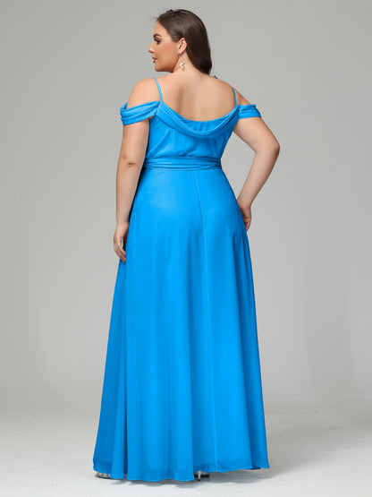 Off The Shoulder Plus Size Chiffon Long Bridesmaid Dresses