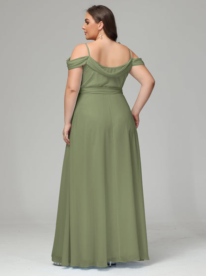 Off The Shoulder Plus Size Chiffon Long Bridesmaid Dresses