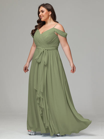 Off The Shoulder Plus Size Chiffon Long Bridesmaid Dresses