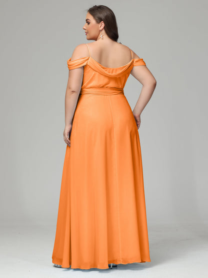 Off The Shoulder Plus Size Chiffon Long Bridesmaid Dresses