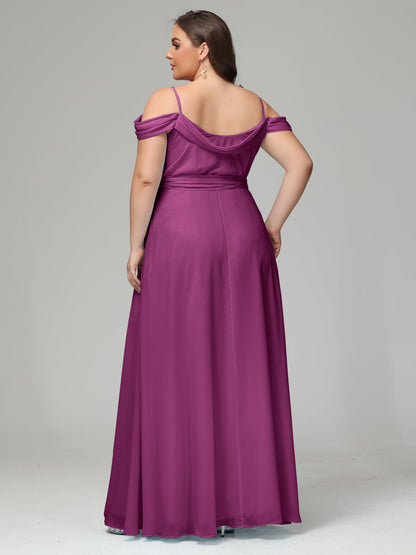Off The Shoulder Plus Size Chiffon Long Bridesmaid Dresses