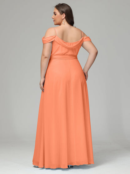 Off The Shoulder Plus Size Chiffon Long Bridesmaid Dresses