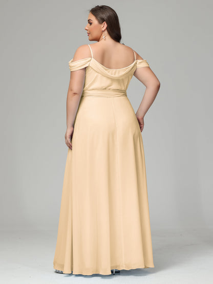 Off The Shoulder Plus Size Chiffon Long Bridesmaid Dresses