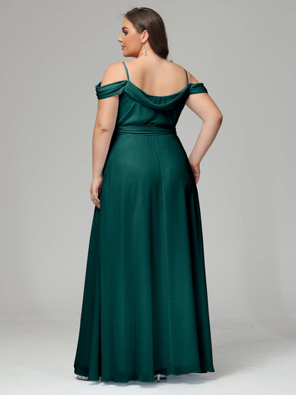 Off The Shoulder Plus Size Chiffon Long Bridesmaid Dresses