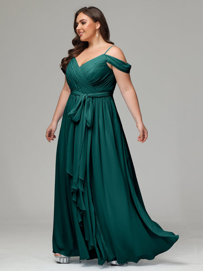 Off The Shoulder Plus Size Chiffon Long Bridesmaid Dresses