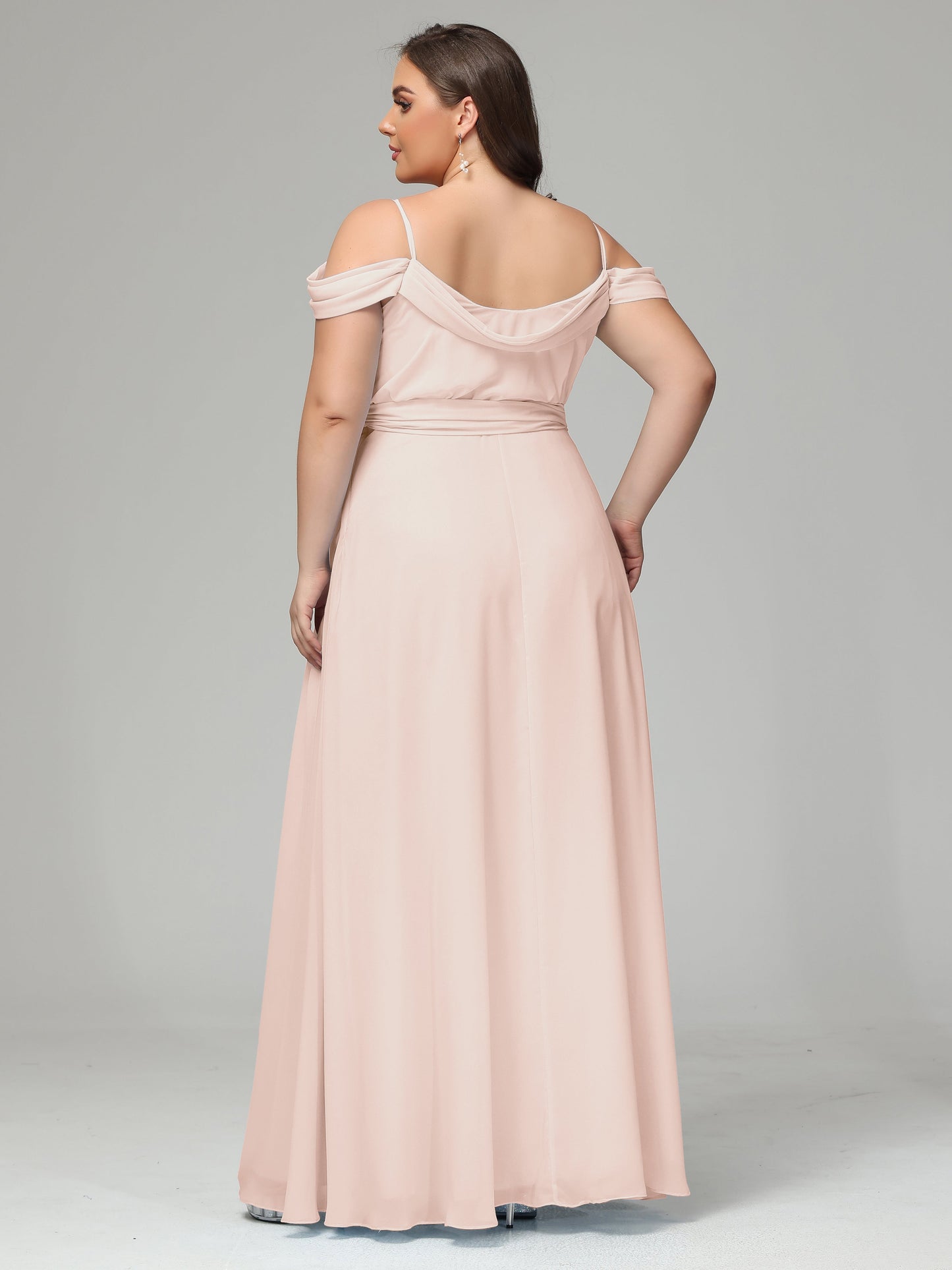 Off The Shoulder Plus Size Chiffon Long Bridesmaid Dresses