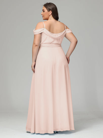 Off The Shoulder Plus Size Chiffon Long Bridesmaid Dresses