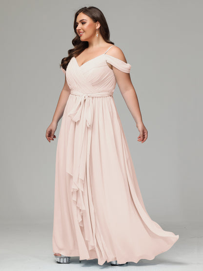 Off The Shoulder Plus Size Chiffon Long Bridesmaid Dresses