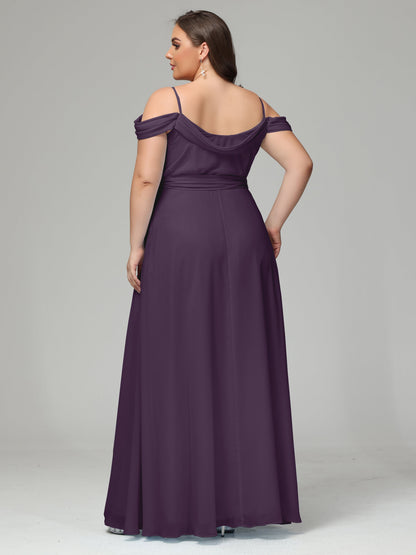 Off The Shoulder Plus Size Chiffon Long Bridesmaid Dresses