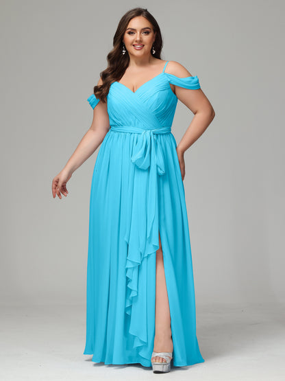 Off The Shoulder Plus Size Chiffon Long Bridesmaid Dresses