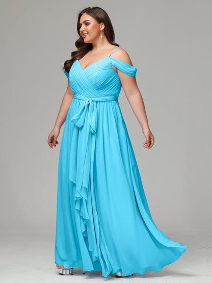 Off The Shoulder Plus Size Chiffon Long Bridesmaid Dresses