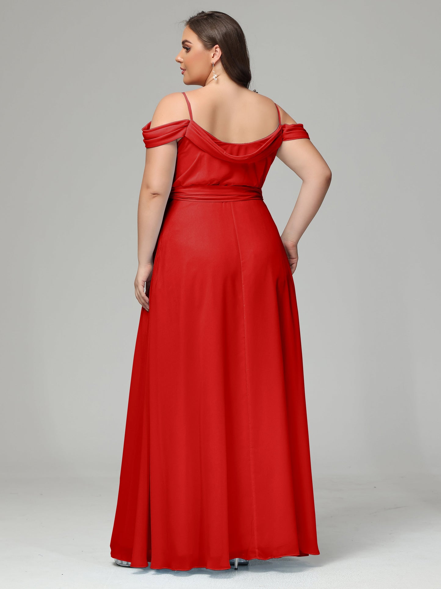 Off The Shoulder Plus Size Chiffon Long Bridesmaid Dresses