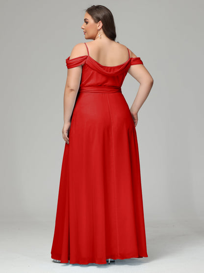 Off The Shoulder Plus Size Chiffon Long Bridesmaid Dresses
