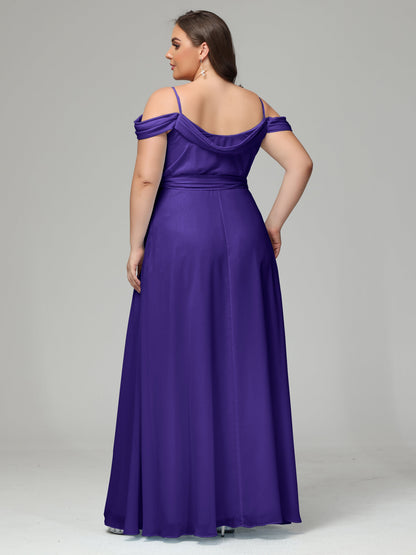 Off The Shoulder Plus Size Chiffon Long Bridesmaid Dresses
