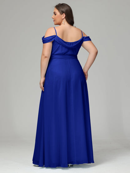 Off The Shoulder Plus Size Chiffon Long Bridesmaid Dresses