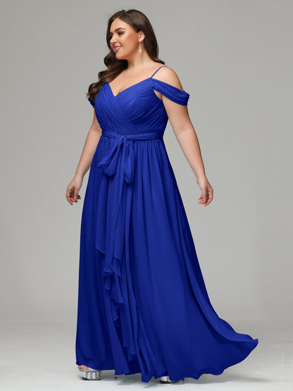 Off The Shoulder Plus Size Chiffon Long Bridesmaid Dresses