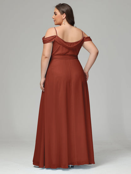 Off The Shoulder Plus Size Chiffon Long Bridesmaid Dresses