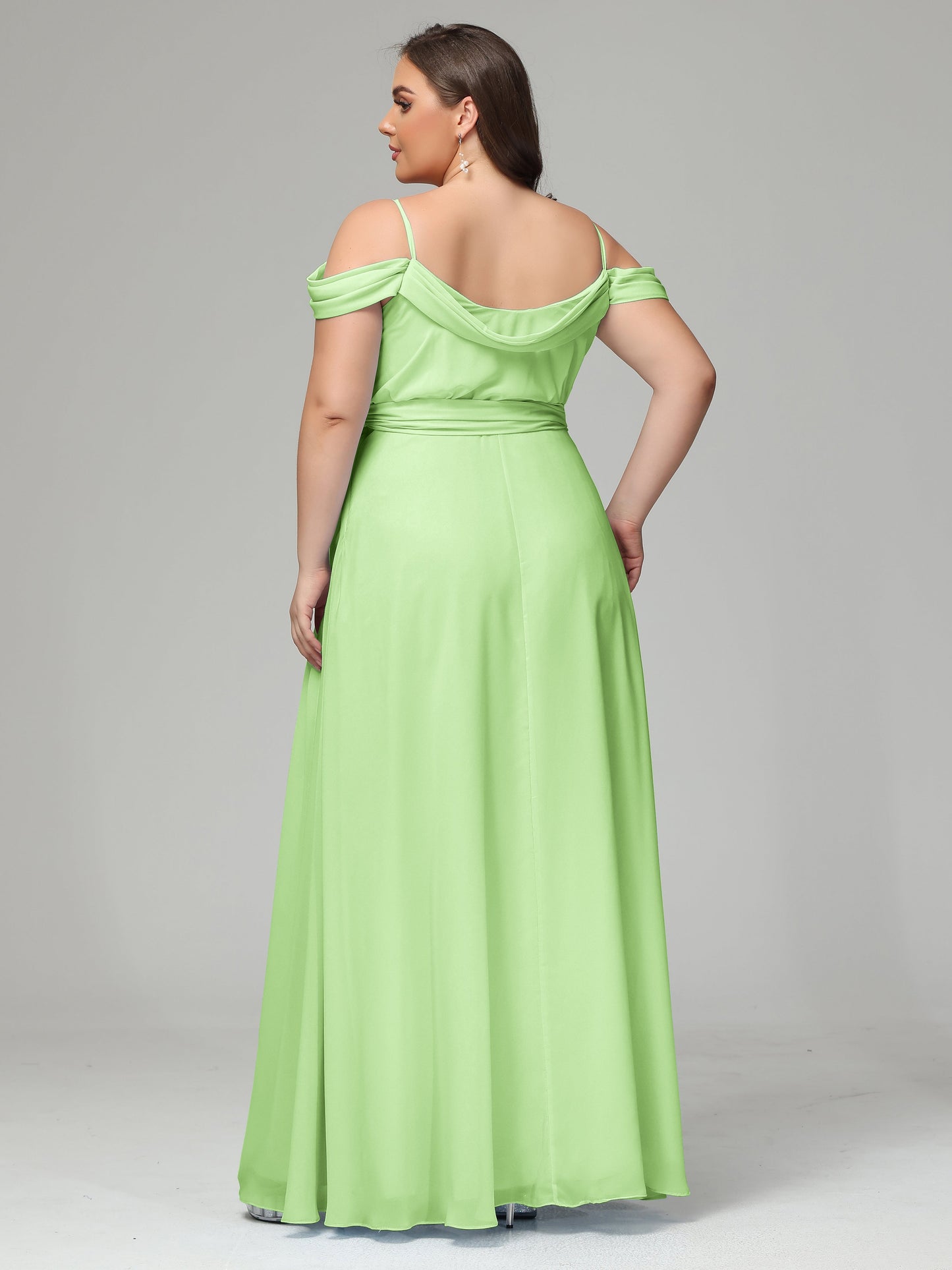 Off The Shoulder Plus Size Chiffon Long Bridesmaid Dresses