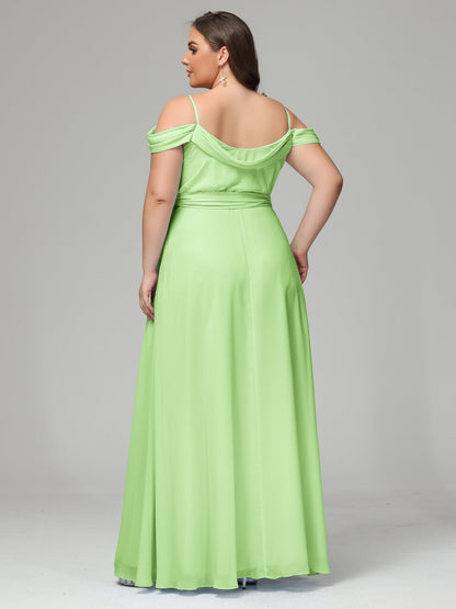 Off The Shoulder Plus Size Chiffon Long Bridesmaid Dresses