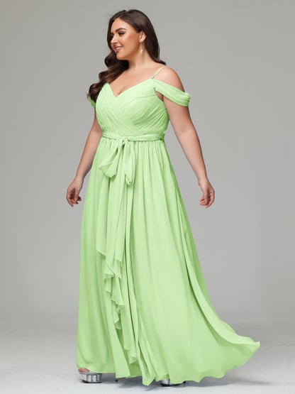 Off The Shoulder Plus Size Chiffon Long Bridesmaid Dresses