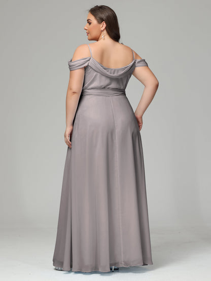 Off The Shoulder Plus Size Chiffon Long Bridesmaid Dresses