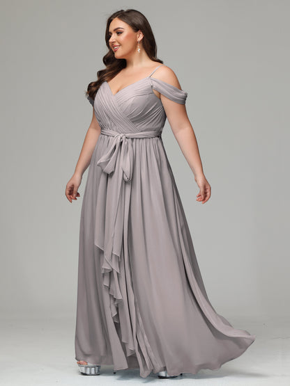Off The Shoulder Plus Size Chiffon Long Bridesmaid Dresses
