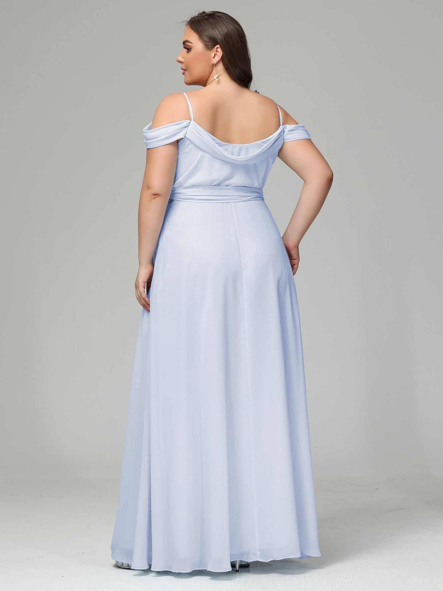 Off The Shoulder Plus Size Chiffon Long Bridesmaid Dresses