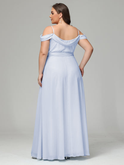 Off The Shoulder Plus Size Chiffon Long Bridesmaid Dresses