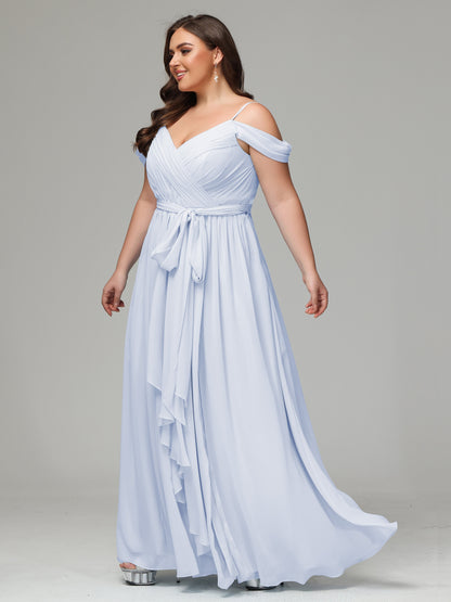 Off The Shoulder Plus Size Chiffon Long Bridesmaid Dresses