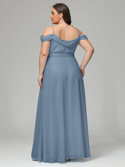 Off The Shoulder Plus Size Chiffon Long Bridesmaid Dresses
