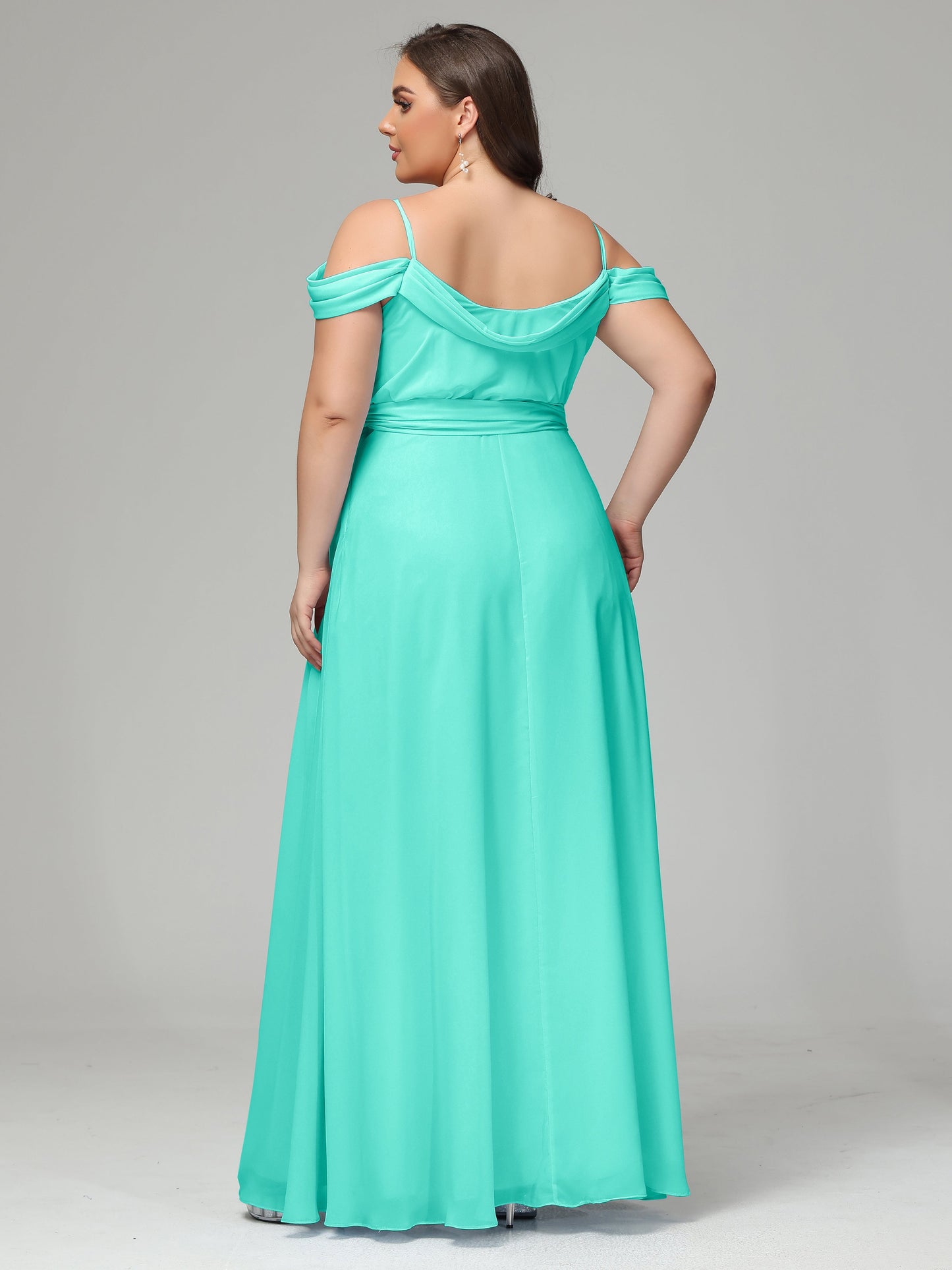 Off The Shoulder Plus Size Chiffon Long Bridesmaid Dresses