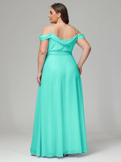 Off The Shoulder Plus Size Chiffon Long Bridesmaid Dresses