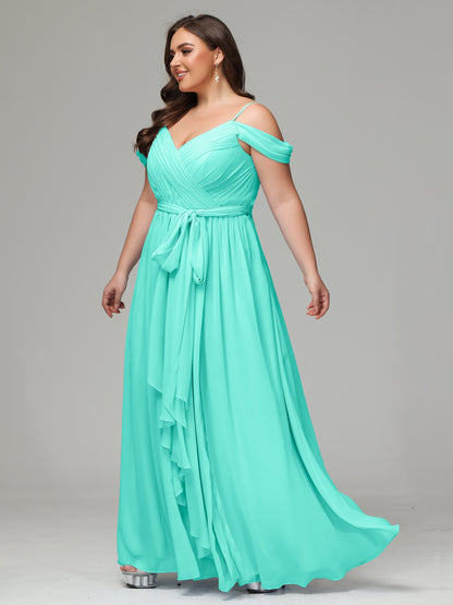 Off The Shoulder Plus Size Chiffon Long Bridesmaid Dresses