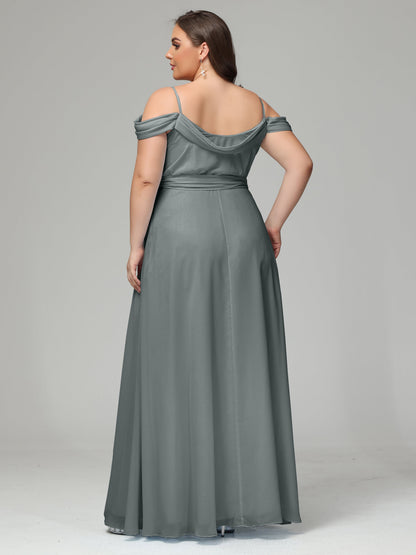 Off The Shoulder Plus Size Chiffon Long Bridesmaid Dresses