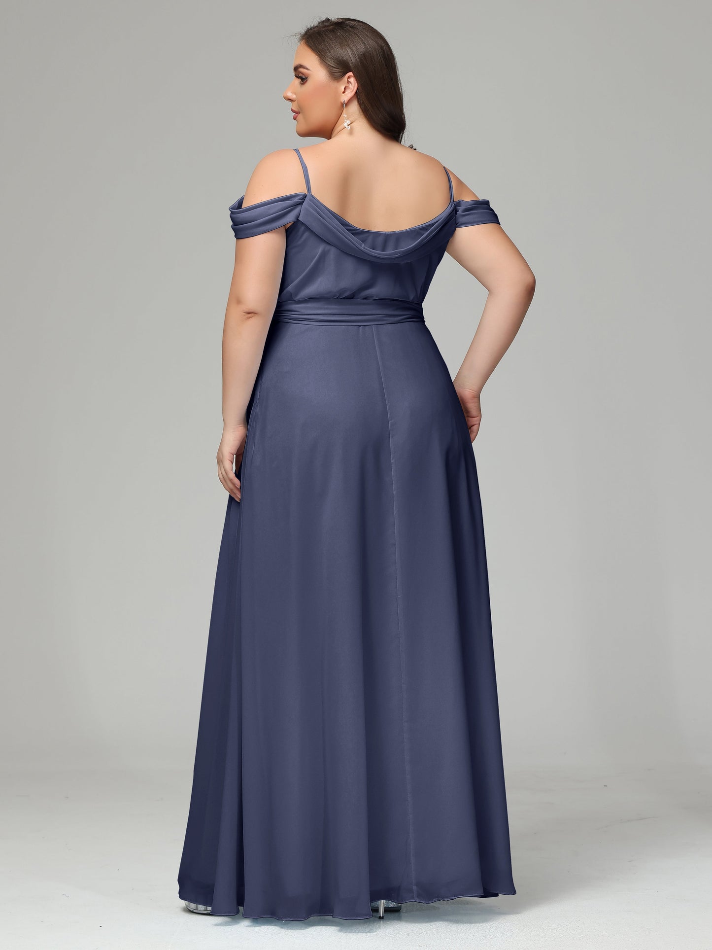 Off The Shoulder Plus Size Chiffon Long Bridesmaid Dresses