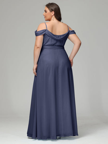 Off The Shoulder Plus Size Chiffon Long Bridesmaid Dresses